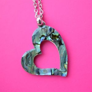 Nacre Heart Necklace Silver Chain